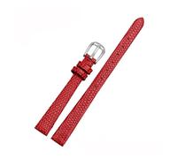 POYNMRE Bracelet en cuir de vache de petite taille compatible avec AJIDOU Time Stamp Fossil Poly Time Watchband Bracelet de montre for femme 8 mm 10 mm 12 mm 14 mm(Red-silver,12mm)