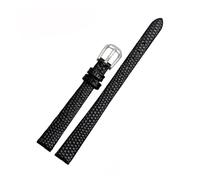 POYNMRE Bracelet en cuir de vache de petite taille compatible avec AJIDOU Time Stamp Fossil Poly Time Watchband Bracelet de montre for femme 8 mm 10 mm 12 mm 14 mm(Black-silver,6mm)