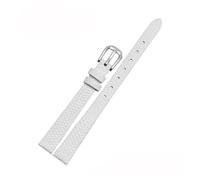 POYNMRE Bracelet en cuir de vache de petite taille compatible avec AJIDOU Time Stamp Fossil Poly Time Watchband Bracelet de montre for femme 8 mm 10 mm 12 mm 14 mm(White-silver,10mm)