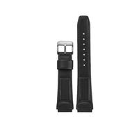 POYNMRE Bracelet en cuir de vache souple de 16 mm compatible avec Casio DW5600 DW-5600 GW-5000 5035 GW-M5610 GW-B5600 DW6900 GA2100 GA-2100 Series Bracelet de montre en cuir de veau(Black-silver A)