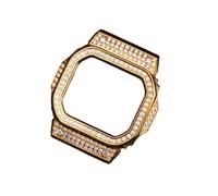 POYNMRE Compatible avec CASIO DW-5600 GWM5610 GWB5600 DW5600 Bracelet et boîtier incrustés de diamants en métal acier inoxydable 316L(Golden only case,5600)
