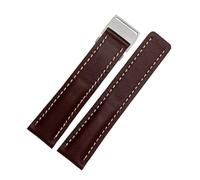POYNMRE Compatible avec les bracelets de montre Breitling en cuir véritable for homme Avenger/Navitimer Premier, boucle déployante souple, 22 mm et 24(A brown steel buckle,24mm)