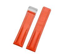 POYNMRE Compatible avec les bracelets de montre Breitling en cuir véritable for homme Avenger/Navitimer Premier, boucle déployante souple, 22 mm et 24(A orange steel,22mm)
