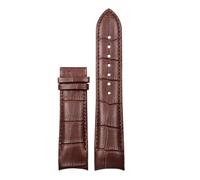 POYNMRE Compatible avec les bracelets de montre Tissot T035 à boucle papillon en acier et cuir veau, bracelet rechange véritable extrémité incurvée, 22 mm, 23, 24(Brown-no Buckle,23mm)