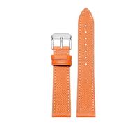 POYNMRE Compatible avec les montres Cartier Band London SOLO MUST Caleb Small Square Montre Homme Femme Bracelet en cuir de vachette Chaîne 14mm 16mm 18mm 20mm(Orange-silver,18mm-width)
