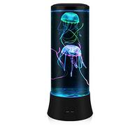 POYO Lampe Méduse Lumineuse Aquarium,Changement Automatique de 7 Couleurs, Silencieuse & Alimentation Stabilisée 38cm Décoration Apaisante pour Enfants, Autistes et Maison