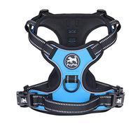 PoyPet Harnais pour chien No Pull - Harnais réfléchissant avec 2 attaches pour laisse et poignée de commande simple pour chiens de petite et moyenne taille (Bleu, M (Pack de 1))