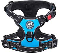 PoyPet Harnais pour chien sans pull - Réfléchissant - Avec poignée de contrôle facile et dos - Parfait pour l'entraînement quotidien, la marche, la course à pied (bleu, L)