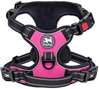 PoyPet Harnais pour chien sans pull - Réfléchissant - Avec poignée de contrôle facile et dos - Parfait pour l'entraînement quotidien, la marche, la course à pied (rose, S)