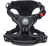 PoyPet Harnais pour chien sans tracas - Réfléchissant - Gilet rembourré et doux - Avec poignée Easy Control - Pour petits et grands chiens (noir, XS)