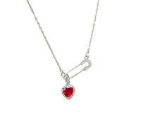 Poystng Collier avec épingle de sûreté, pendentif en forme de cœur à la mode, bijoux de cou en forme de cœur, parfait pour un jeune couple ou un ami proche, accessoires tendance