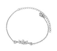 Poystng en zircone doré Exquis avec Accent de Fleur et de Feuille, chaîne de Poignet élégante, Bijoux pour événements spéciaux pour Femmes