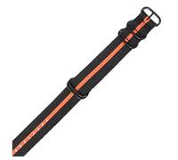 Poyuad 18 mm 20 mm 22 mm 24 mm, longueur 26 cm, bracelet en toile en nylon avec boucle noire à cinq anneaux, acier brut,Noir Orange,20mm