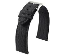 Poyuad Bracelet de montre en toile/nylon imperméable de 20 mm, 22 mm, 20 cm de longueur, bracelet de sport à dégagement rapide, conception double face,Noir,20mm