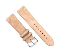 Poyuad Bracelet de montre unisexe en daim avec boucle ardillon, style vintage, accessoire universel remplaçable, longueur 20 cm, 18 mm, 20 mm, 22 mm, 24 mm,Beige,24 mm