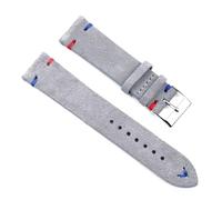 Poyuad Bracelet de montre unisexe en daim avec boucle ardillon, style vintage, accessoire universel remplaçable, longueur 20 cm, 18 mm, 20 mm, 22 mm, 24 mm,Ligne bleue gris-rouge,24 mm