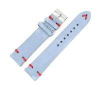 Poyuad Bracelet de montre unisexe en daim avec boucle ardillon, style vintage, accessoire universel remplaçable, longueur 20 cm, 18 mm, 20 mm, 22 mm, 24 mm,Ligne Bleue-Rouge,18 mm
