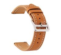 Poyuad Bracelet en cuir à boucle unique, 21 cm de long, 18-24 mm de large, avec boucle ardillon traditionnelle, design élégant et fin, accessoire de rechange,Brun,22 mm