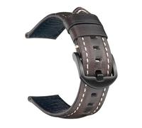 Poyuad Bracelet en cuir à dégagement rapide de 20 cm de long et 18 à 26 mm de large, avec une construction en cuir ciré vintage et une finition bronze.,18 mm