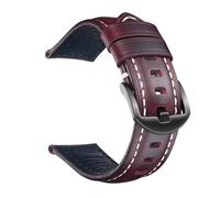 Poyuad Bracelet en cuir à dégagement rapide de 20 cm de long et 18 à 26 mm de large, avec une construction en cuir ciré vintage et une finition bronze.,18 mm