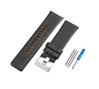 Poyuad Bracelet en cuir de 20 cm de long et de 24 à 26 mm de large, disponible en marron, blanc et noir, en matière résistante, idéal pour un usage quotidien.,30 mm