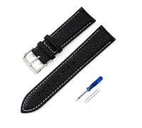 Poyuad Bracelet en cuir grainé de 20 cm de long, 12 à 22 mm de large, texturé, unisexe, élégant, adapté à un usage quotidien.,Noir Blanc,16 mm