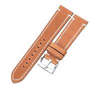 Poyuad Bracelet en cuir lisse vintage noir/marron foncé, 18/20/22/24 mm, longueur 20 cm, avec boucle argentée/noire, accessoire de remplacement pour montre,Boucle marron argentée,18 mm