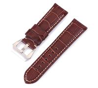 Poyuad Bracelet en cuir multicolore, 20 mm/22 mm/24 mm/26 mm, longueur 20 cm, brillant/mat, accessoire remplaçable,Crocodile Brun,26 mm