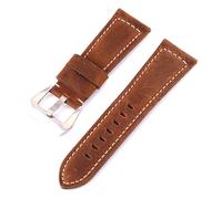 Poyuad Bracelet en cuir multicolore, 20 mm/22 mm/24 mm/26 mm, longueur 20 cm, brillant/mat, accessoire remplaçable,Marron rétro,24 mm