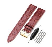 Poyuad Bracelet en cuir noir/marron résistant, 18-24 mm, 19 cm de long, boucle en acier pour hommes et femmes, accessoires de rechange.,Fermoir en or brun,21 mm