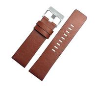 Poyuad Bracelet en cuir pour homme, 26 mm, 28 mm, 30 mm, 32 mm, longueur 20 cm, boucle ardillon élargie, style décontracté, accessoire universel interchangeable.,Marron clair argenté,22 mm