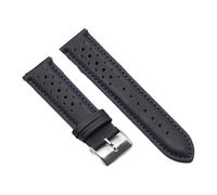 Poyuad Bracelet en cuir vintage de 19 cm de long et 18 à 24 mm de large, perforé et respirant, au design sportif,Bleu foncé,20 mm