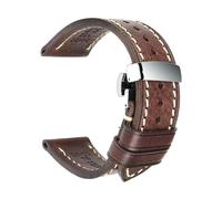 Poyuad Bracelet souple fait main pour homme, 18-26 mm, longueur 20 cm, boucle papillon en acier inoxydable, bracelet remplaçable,Brun foncé,22 mm