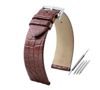 Poyuad Bracelet unisexe en cuir d'alligator de 19 mm de large, bracelet de rechange, idéal pour un usage quotidien.,Acier brun,19 mm