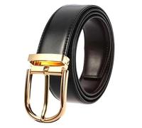 Poyuad Ceinture à boucle en métal doré simple pour homme, largeur 100 cm-130 cm, 3,4 cm, décontractée, pour le travail,Noir,105