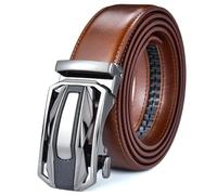 Poyuad Ceinture en cuir pour hommes, 90-160cm de large, 3.5cm, avec boucle coulissante automatique, grande taille, assortie à un jean et un pantalon de costume,160