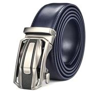 Poyuad Ceinture en cuir pour hommes, 90-160cm de large, 3.5cm, avec boucle coulissante automatique, grande taille, assortie à un jean et un pantalon de costume,130
