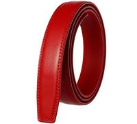 Poyuad Ceinture sans boucle pour homme adaptée pour ceinture en cuir à boucle automatique rouge largeur 3 cm, ceinture de 3,1 cm., Rouge, 90 cm