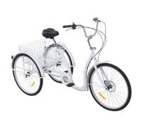 Poyujkyhr Tricycle 26 pouces pour adultes, 6 vitesses, vélo à haute teneur en carbone, vélo de randonnée, tricycle, vélo couché, hauteur d'assise réglable, capacité de charge 120 kg, tricycle avec