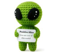Pozbee Crochet d'alien positif, jolie poupée en peluche de soutien émotionnel, cadeau amusant pour le plaisir, les amateurs d'espace, OVNI, confort et joie (Alien)
