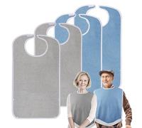 pozico Bavoirs Adultes, Lot de 4 Bavoirs Adulte Lavables en Tissu Éponge, Imperméables et Absorbants, Protection des Vêtements avec Piège à Débris, Idéal pour Seniors, Handicapés et Soins à Domicile