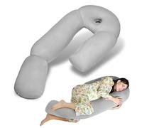 pozico Coussin de Grossesse U-Forme - Oreiller de Maternité Ergonomique avec Repose-Oreille - Coussin Corps Complet pour Dormir, Soulagement Dos, Hanches & Ventre - Housse Velours Lavable