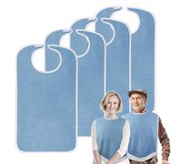 pozico Lot de 4 Bavoirs pour Adultes, Lavables en Tissu Éponge, Imperméables et Absorbants, Protection des Vêtements avec Piège à Débris, Idéal pour Seniors, Handicapés et Soins à Domicile