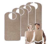 pozico Lot de 4 Bavoirs pour Adultes, Lavables en Tissu Éponge, Imperméables et Absorbants, Protection des Vêtements avec Piège à Débris, Idéal pour Seniors, Handicapés et Soins à Domicile