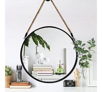 POZINO Miroir Rond, Miroir Mural de Ferme, Miroir Rond à Suspendre, Cadre Noir, Miroir Mural de 50,8 cm pour Salle de Bain, Chambre à Coucher, Salon, entrée