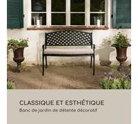 Banc de jardin - Pozzilli BL - Banc d'extérieur - 2 places - Banc décoratif - 103x85x60cm - Fonte d'aluminium - Noir