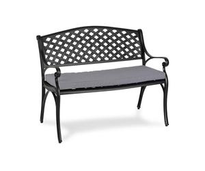 Pozzilli BL Set banc de jardin + coussins de siège noir & gris