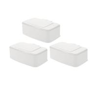 Pp Blanc, Boîte à Lingettes Humides à Bouton, Lot de 3 | Rechargeable et Léger, sans Odeur Étrange, pour Poussette, à Couches, Usage Quotidien
