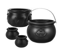 PP Chaudron De Sorcière 4 Pieces Chaudron De Sorcière d'halloween Grand Chaudron De Sorcières Pot De Collation De Seau De Bonbons De Sorcière d'halloween