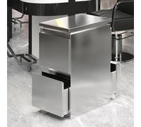 PP-Vic Boîte À Outils En Acier Inoxydable, Armoire De Salon De Beauté Pour Coiffeurs, Chariot À Outils De Coiffure Avec Tiroirs, Armoire De Rangement De Garage, Armoire,Double layer a silver